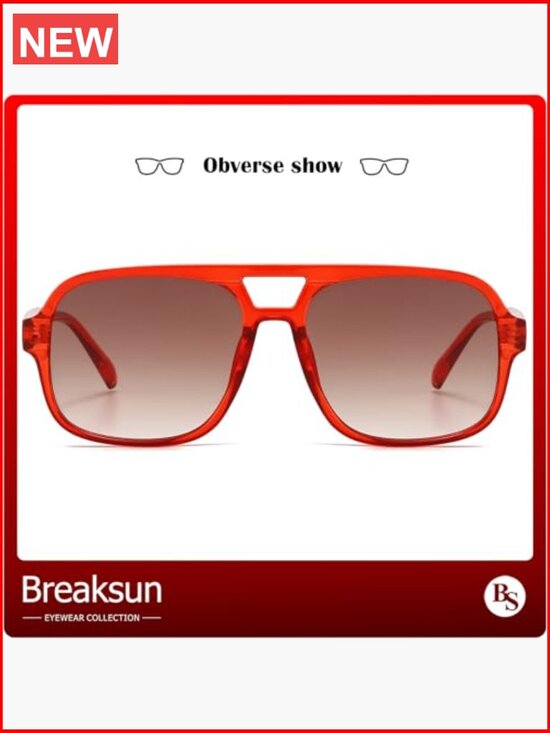 Retro Aviator Sunglasses, Classic 70s Square Frame, UV400 Protection